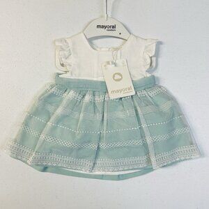 Mayoral Newborn Baby Dress Size 1-2 Jade Blue 2 Piece